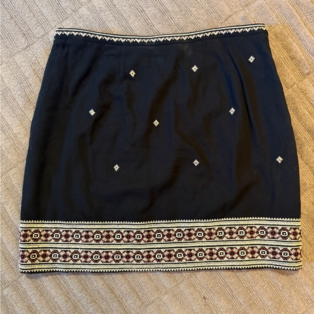 Madewell Embroidered Black Skirt